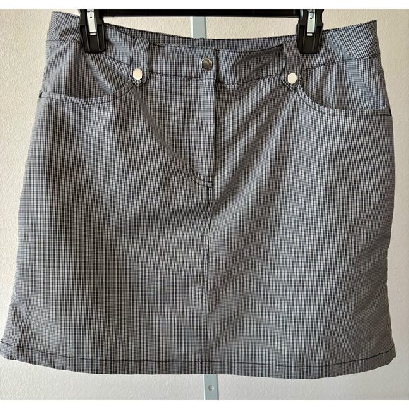 IBKÜL Golf Skort 8 Gingham Check Pleated Hem UPF 50 Activewear Tenniscore Preppy - Picture 11 of 13